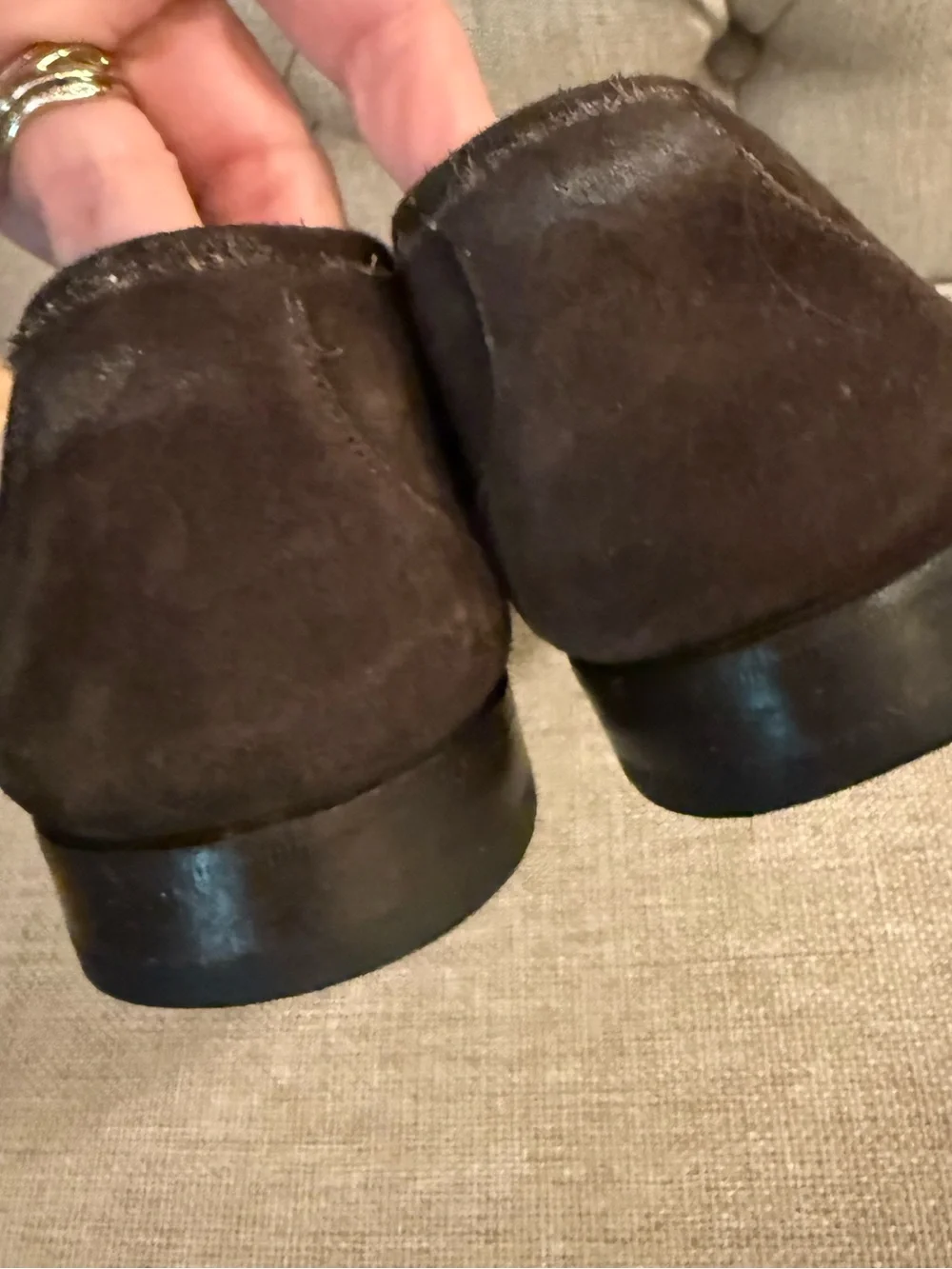 Tom Ford Dark Brown Suede Loafers with Gold Chain
